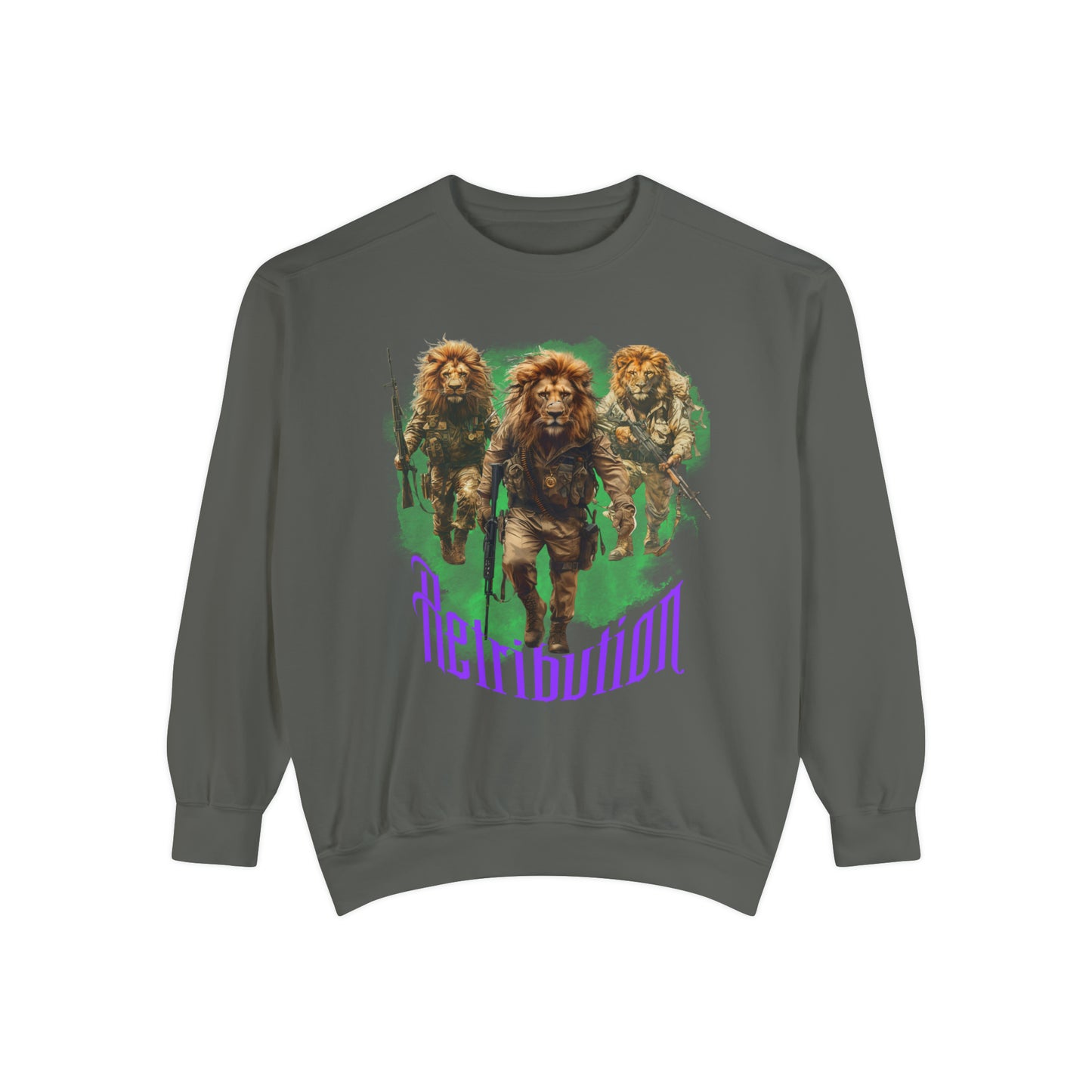 Sweatshirt: Pepper/White - Lion Retribution (unisex)