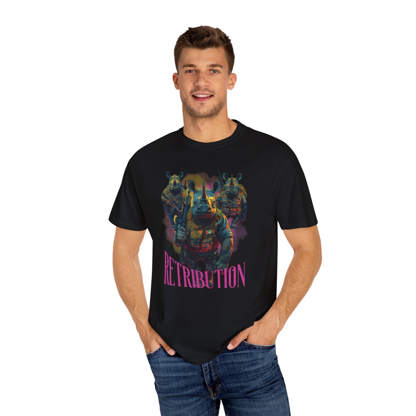 T Shirt: Black:  Rhino (Retribution)