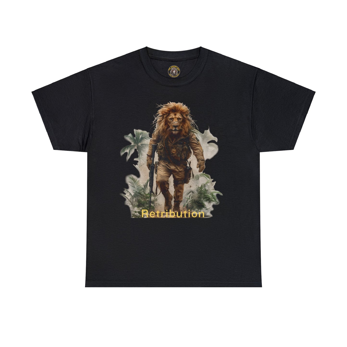 T Shirt: Black/White/Cream -  Lion Retribution