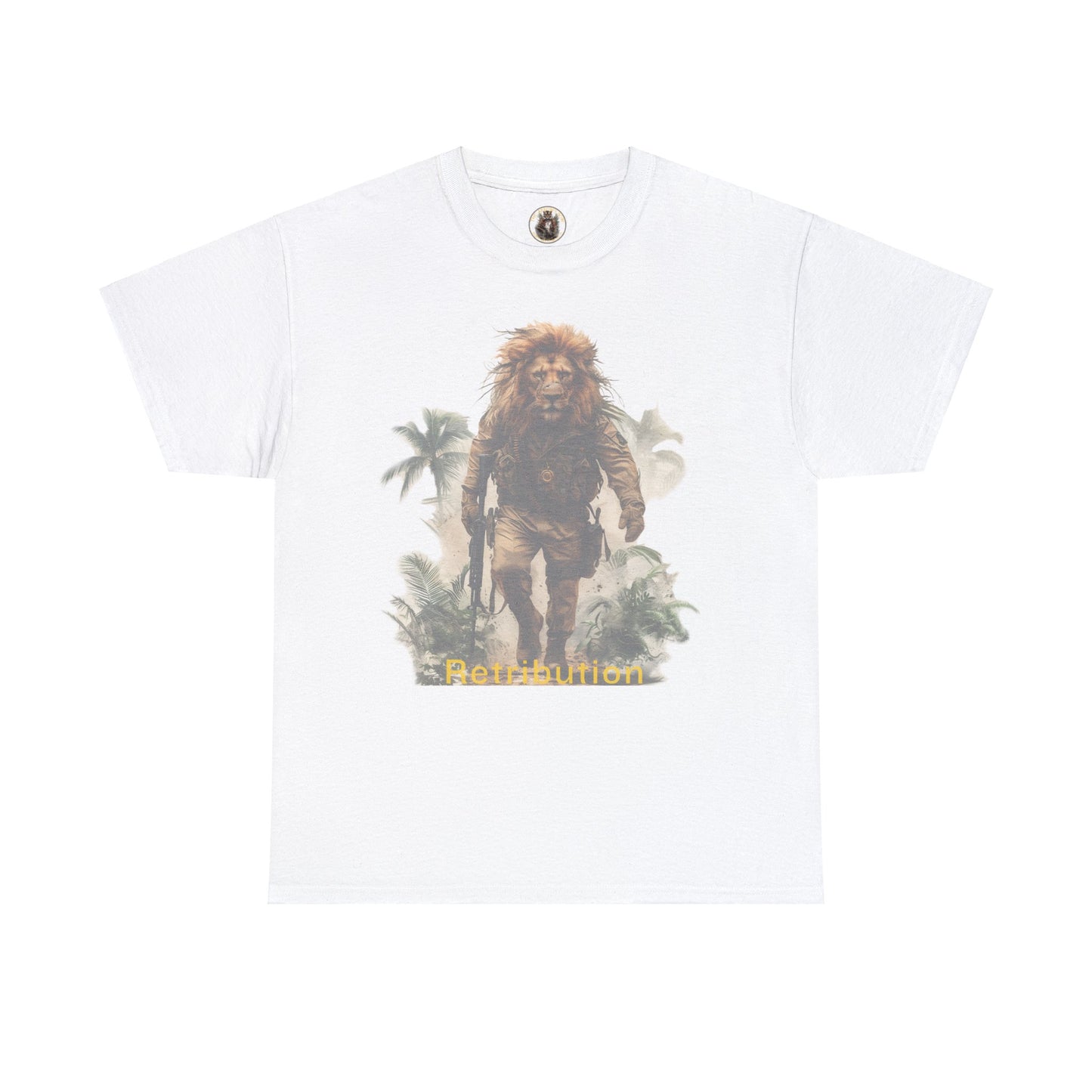 T Shirt: Black/White/Cream -  Lion Retribution